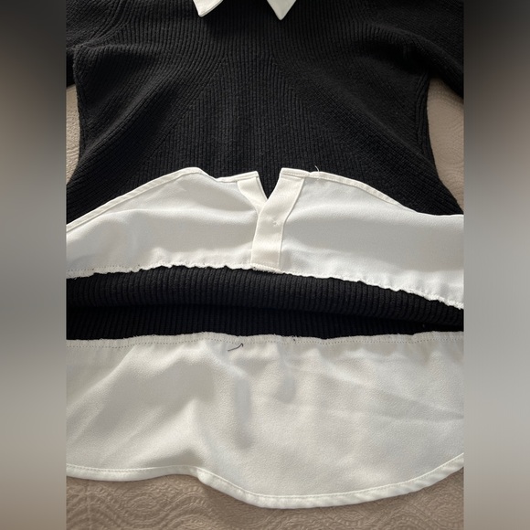 🆕 White House Black Market sweater in black with white collar size small - Picture 9 of 12